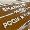 Customised Wooden Name Plate for Home Entrance Outdoor 30x13cm with Silver Acrylic Tree Motif and Letters for House Door