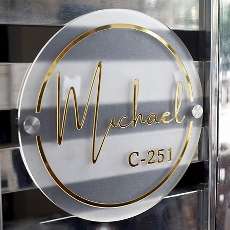 Customized Frosted & Shining Look Acrylic Name Plate Embossed Letter Laser Cut for Entrance Decoration (12inX12in)_ch02