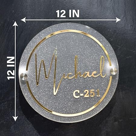 Customized Frosted & Shining Look Acrylic Name Plate Embossed Letter Laser Cut for Entrance Decoration (12inX12in)_ch02