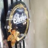 Customized Black & Golden Flower with White Laser Cut Acrylic Letter Nameplate for Entrance Decoration (10x10inch)