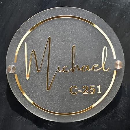 Customized Frosted & Shining Look Acrylic Name Plate Embossed Letter Laser Cut for Entrance Decoration (12inX12in)_ch02