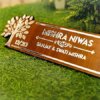 Customised Wooden Name Plate for Home Entrance Outdoor 30x13cm with Silver Acrylic Tree Motif and Letters for House Door