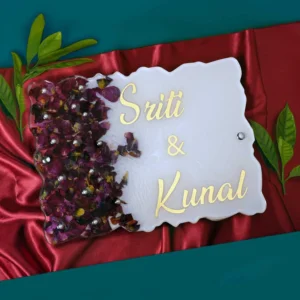 Pearl Blossom - Clear and Off-white Resin Nameplate
