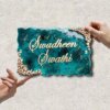Nameplatewali Resin & Acrylic Name Plate for Home Entrance | Customized Name Plate for Home, Flat, Bungalow, Outdoor Name Plate for House| Custom Font & Size (Shiny Blue) (13X9) Inch