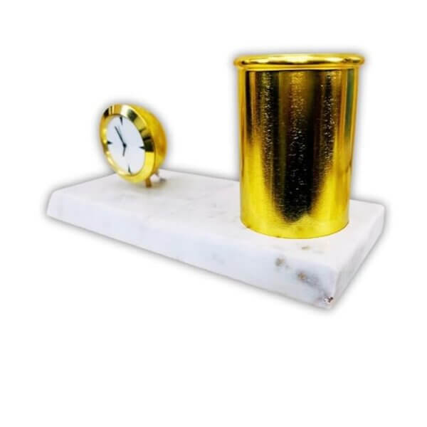 amiicraft Clock with Gold plated Pen Stand for corporate gifting