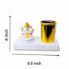 amiicraft Metal Gold Plated Pen Stand wirh Marble Ganesha best for gifting and office Table use