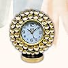 amiicraft Decorative Table Clock, Round Gold Frame with Antique Design, Wooden Base for Home Decor and Corporate Gifting use