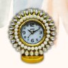 amiicraft Decorative Table Clock, Pearl and Crystal Embellished, Gold Frame for Premium Gifting
